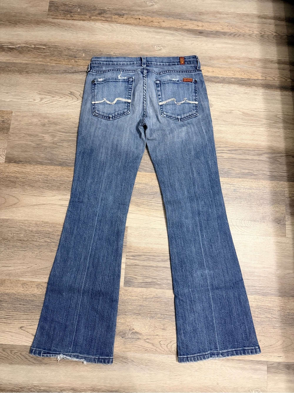 7 For All Mankind Blue Denim Flare Jeans